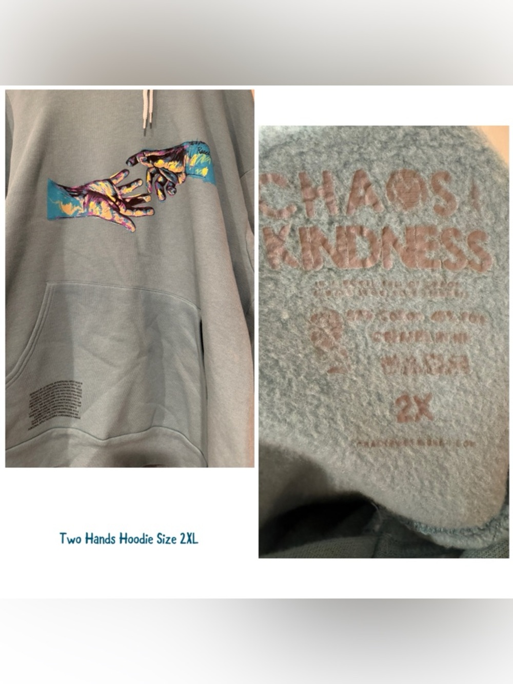 Two Hands Fleece Hoodie - Sage Green - 2X